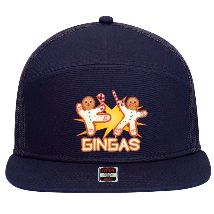 Gingas Gingerbread Ninja Men 7 Panel Mesh Trucker Snapback Hat