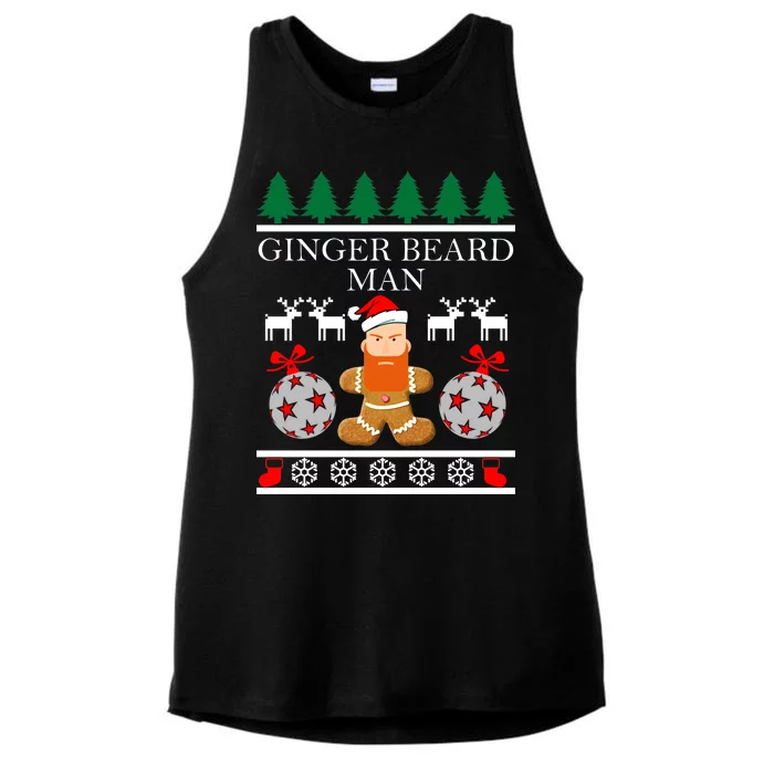 Ginger Beard Man Ugly Christmas Sweater Ladies Tri-Blend Wicking Tank