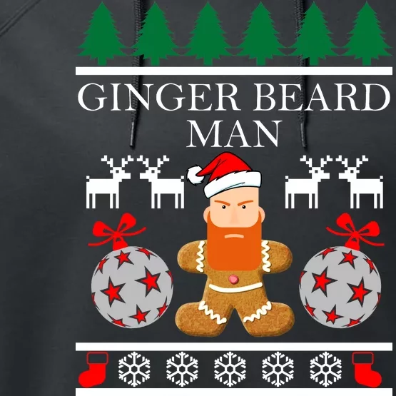 Ginger Beard Man Ugly Christmas Sweater Performance Fleece Hoodie