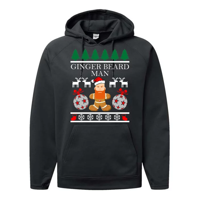 Ginger Beard Man Ugly Christmas Sweater Performance Fleece Hoodie