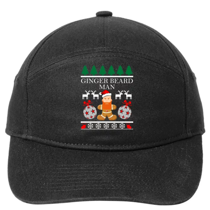 Ginger Beard Man Ugly Christmas Sweater 7-Panel Snapback Hat