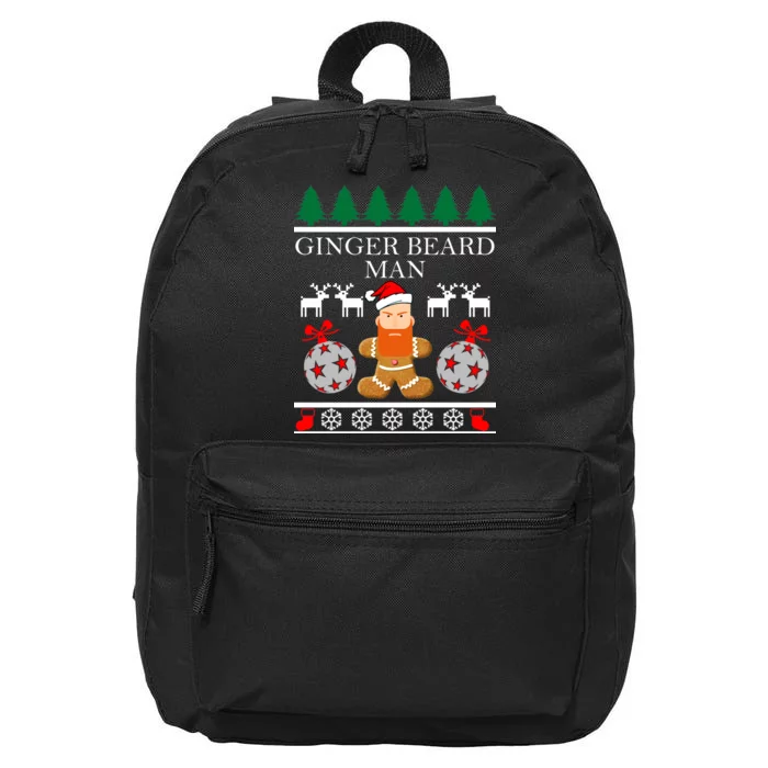 Ginger Beard Man Ugly Christmas Sweater 16 in Basic Backpack