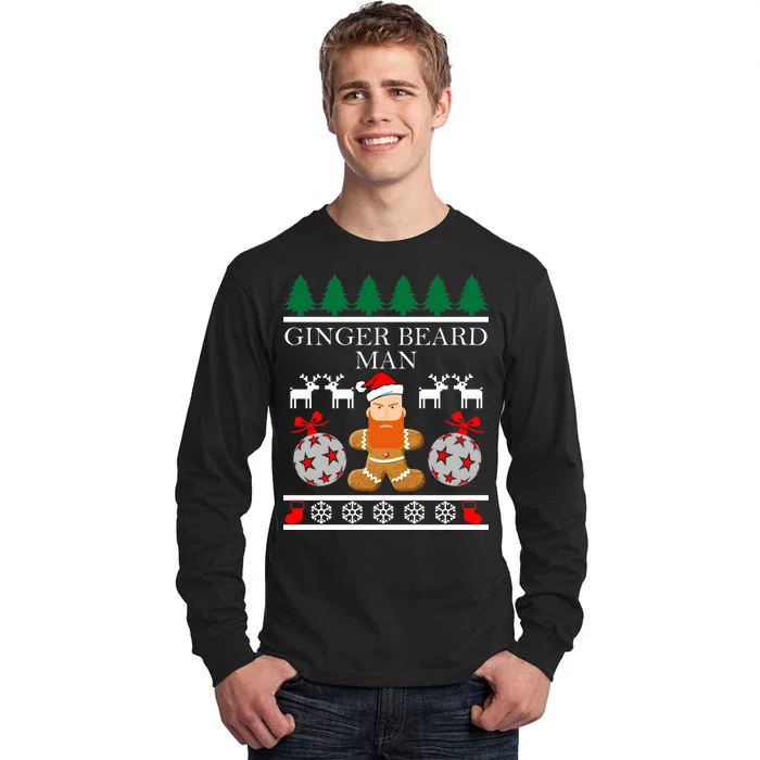 Ginger Beard Man Ugly Christmas Sweater Tall Long Sleeve T-Shirt