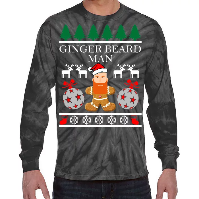 Ginger Beard Man Ugly Christmas Sweater Tie-Dye Long Sleeve Shirt