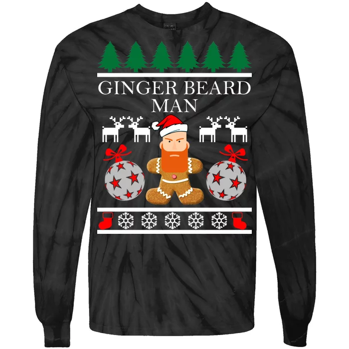 Ginger Beard Man Ugly Christmas Sweater Tie-Dye Long Sleeve Shirt