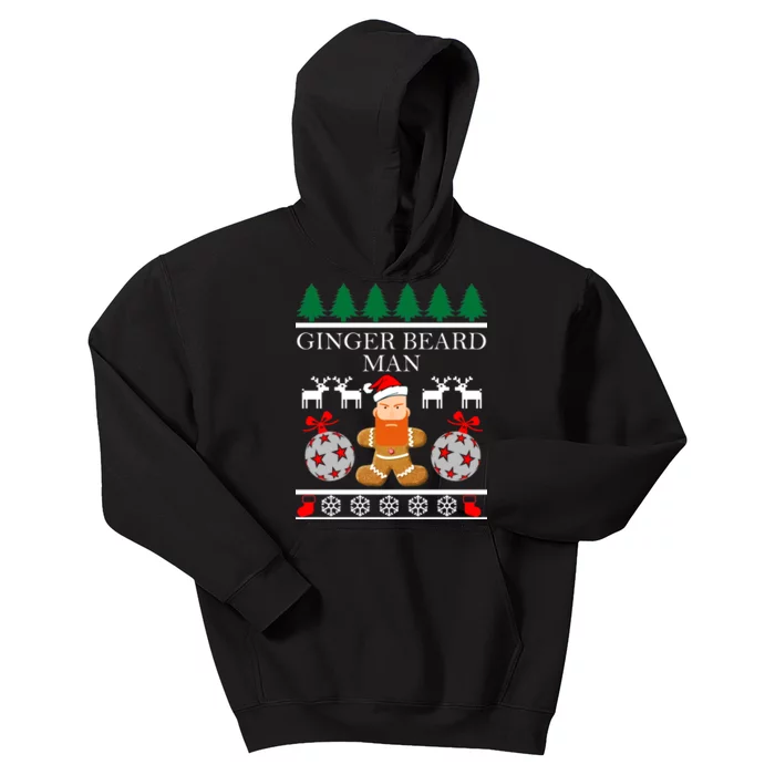 Ginger Beard Man Ugly Christmas Sweater Kids Hoodie