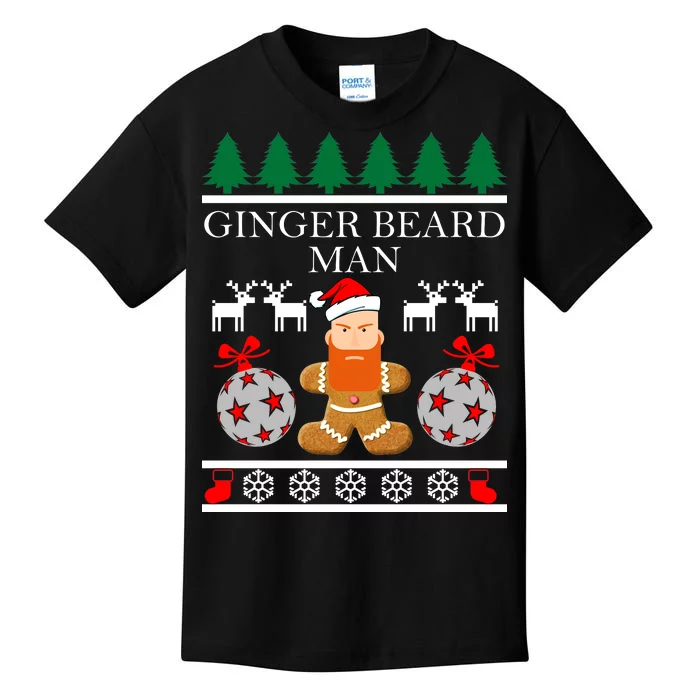 Ginger Beard Man Ugly Christmas Sweater Kids T-Shirt