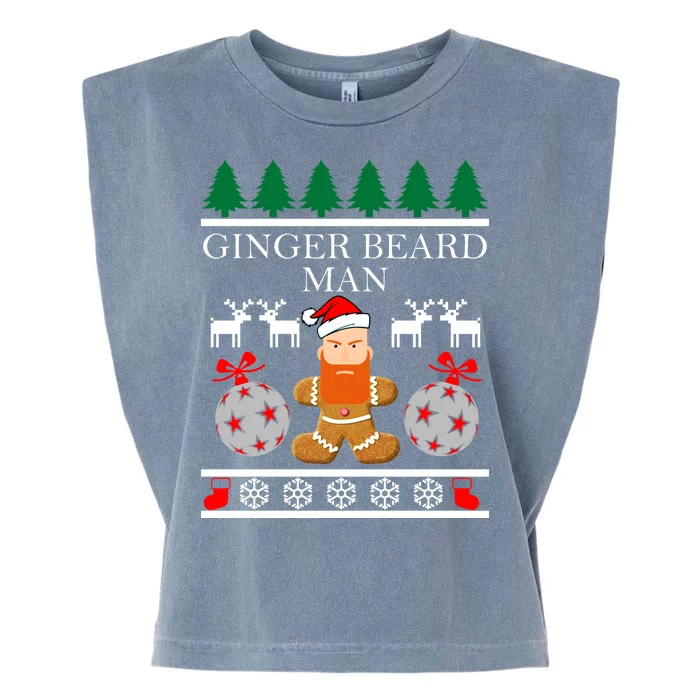 Ginger Beard Man Ugly Christmas Sweater Garment-Dyed Women's Muscle Tee