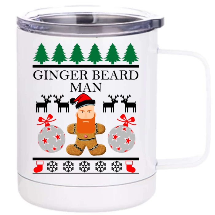 Ginger Beard Man Ugly Christmas Sweater Front & Back 12oz Stainless Steel Tumbler Cup