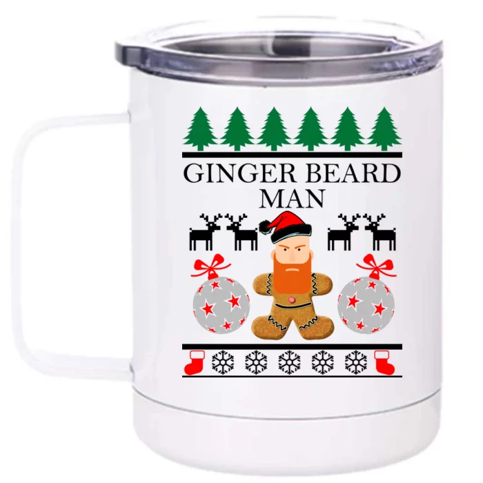 Ginger Beard Man Ugly Christmas Sweater Front & Back 12oz Stainless Steel Tumbler Cup