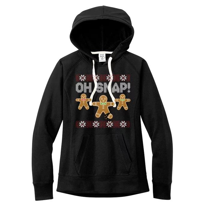 Gingerbread Oh Snap Ugly Christmas Sweater Women's Fleece Hoodie