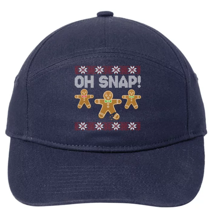 Gingerbread Oh Snap Ugly Christmas Sweater 7-Panel Snapback Hat