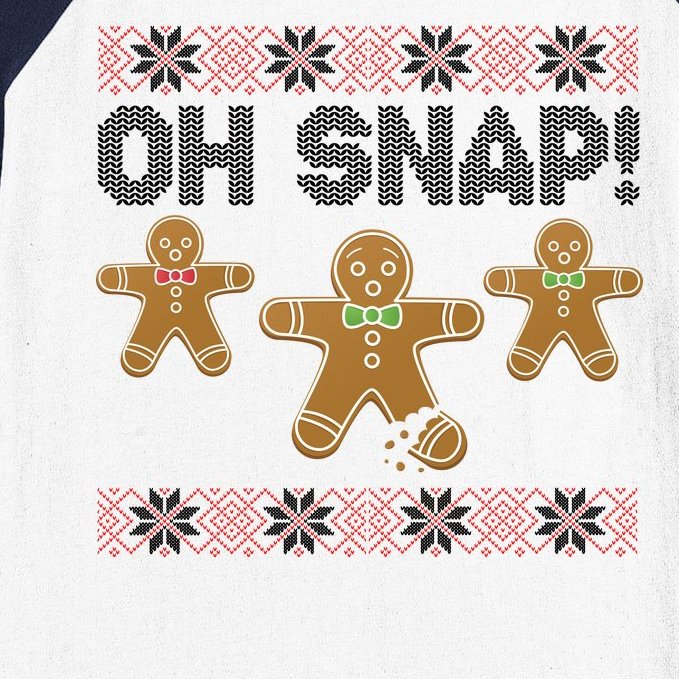 Gingerbread Oh Snap Ugly Christmas Sweater Baseball Sleeve Shirt