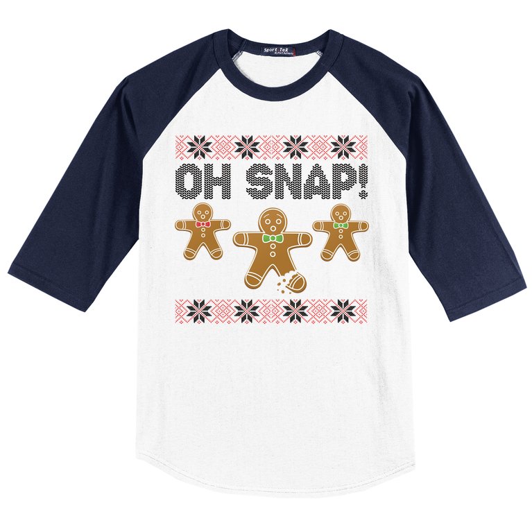Gingerbread Oh Snap Ugly Christmas Sweater Baseball Sleeve Shirt