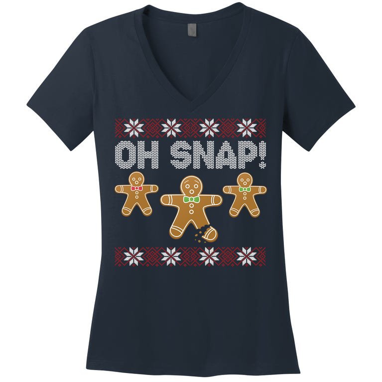 Gingerbread Oh Snap Ugly Christmas Sweater Women's V-Neck T-Shirt