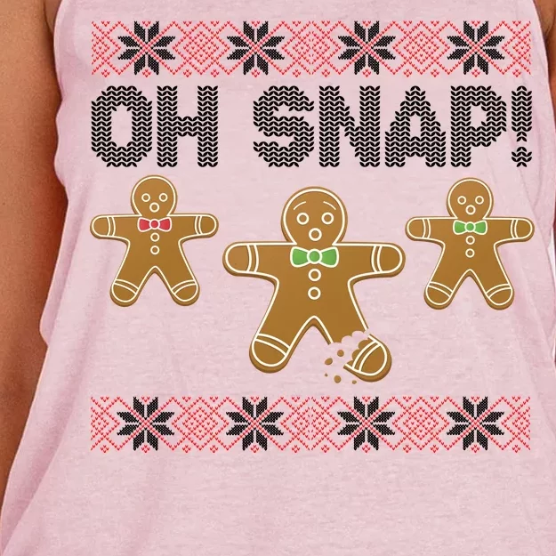 Gingerbread Oh Snap Ugly Christmas Sweater Women's Knotted Racerback Tank