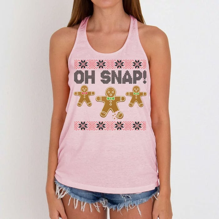 Gingerbread Oh Snap Ugly Christmas Sweater Women's Knotted Racerback Tank