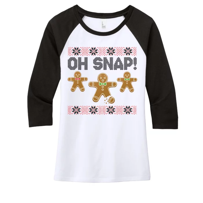 Gingerbread Oh Snap Ugly Christmas Sweater Women's Tri-Blend 3/4-Sleeve Raglan Shirt