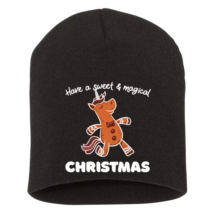 Gingerbread Unicorn Cookie Magical Christmas Short Acrylic Beanie