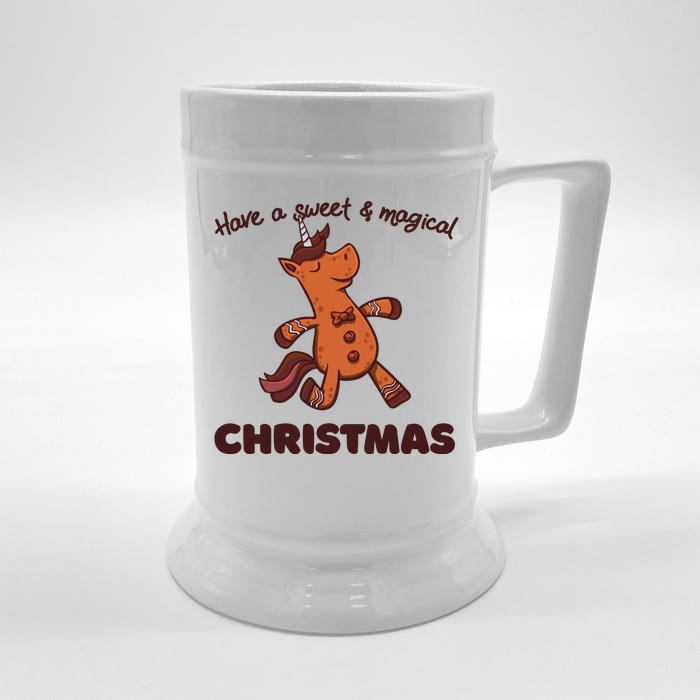 Gingerbread Unicorn Cookie Magical Christmas Front & Back Beer Stein