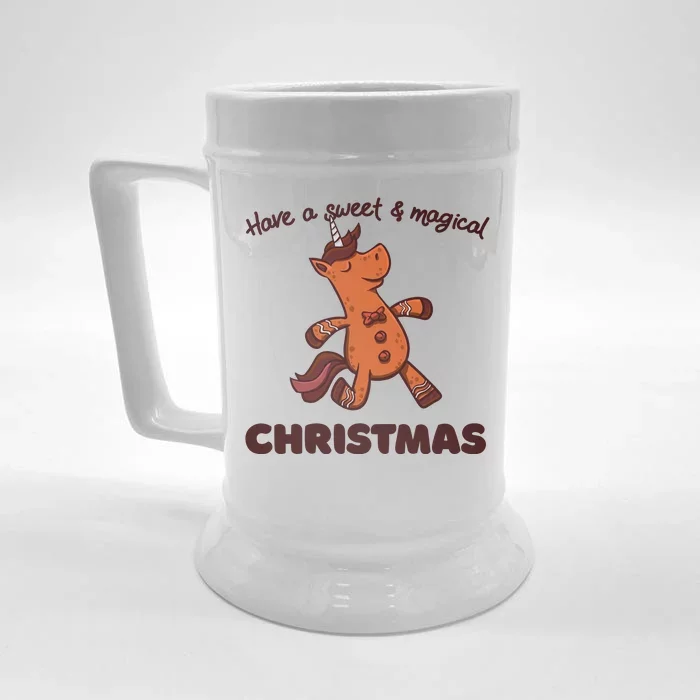 Gingerbread Unicorn Cookie Magical Christmas Front & Back Beer Stein