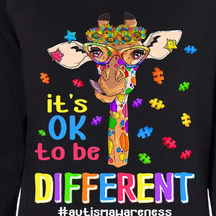 Giraffe It's Ok To Be Different Autism Awareness Acceptance Cute Gift Womens California Wash Sweatshirt