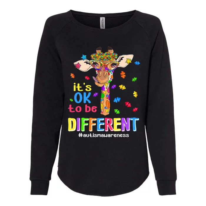 Giraffe It's Ok To Be Different Autism Awareness Acceptance Cute Gift Womens California Wash Sweatshirt