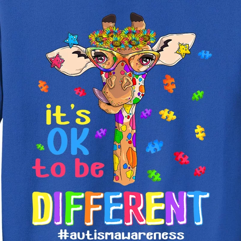 Giraffe It's Ok To Be Different Autism Awareness Acceptance Cute Gift Tall Sweatshirt