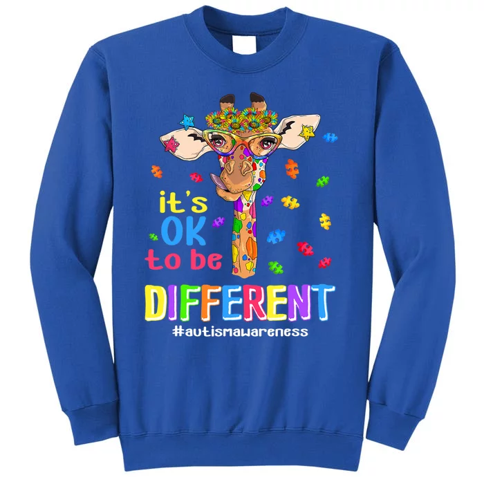 Giraffe It's Ok To Be Different Autism Awareness Acceptance Cute Gift Tall Sweatshirt