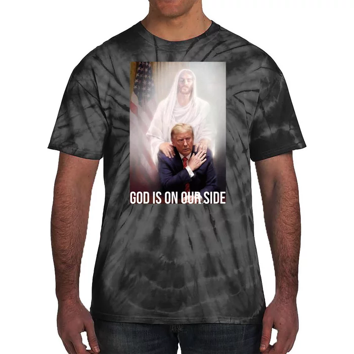 God Is On Our Side President Trump Photo After The Shooting Support Trump Tie-Dye T-Shirt