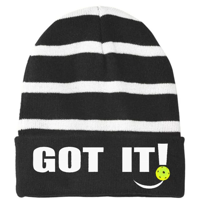 Got It Oops Yours Funny Pickleball Lovers Striped Beanie with Solid Band