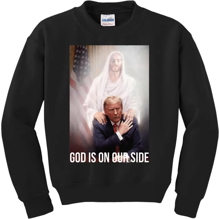 God Is On Our Side President Trump Photo After The Shooting Kids Sweatshirt