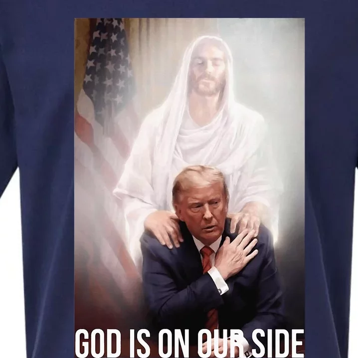 God Is On Our Side President Trump Photo After The Shooting Sueded Cloud Jersey T-Shirt