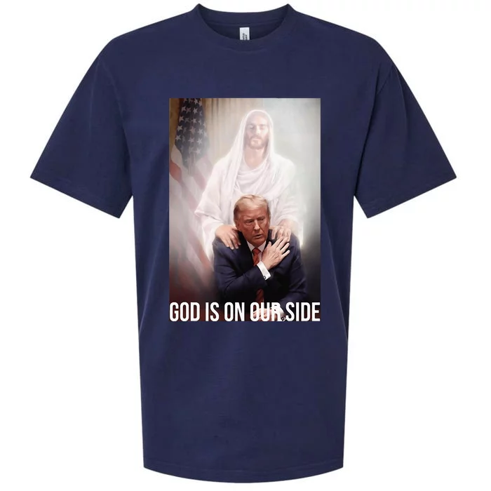 God Is On Our Side President Trump Photo After The Shooting Sueded Cloud Jersey T-Shirt