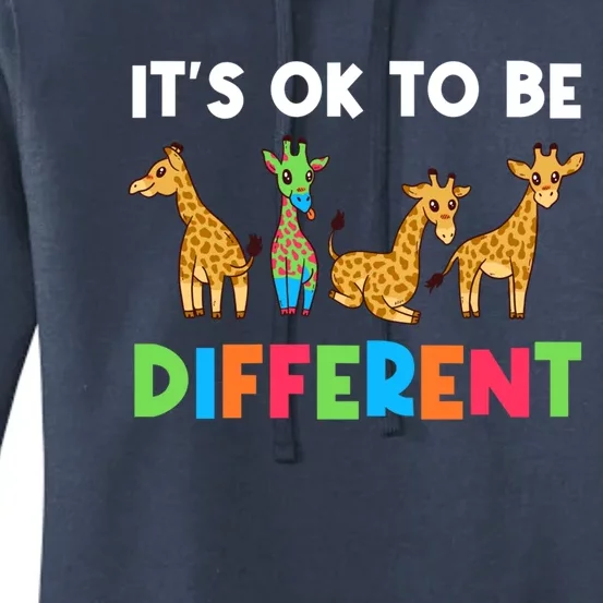 Giraffes Its Ok To Be Different Autism Awareness Giraffe Cute Gift Women's Pullover Hoodie