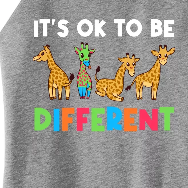 Giraffes Its Ok To Be Different Autism Awareness Giraffe Cute Gift Women’s Perfect Tri Rocker Tank