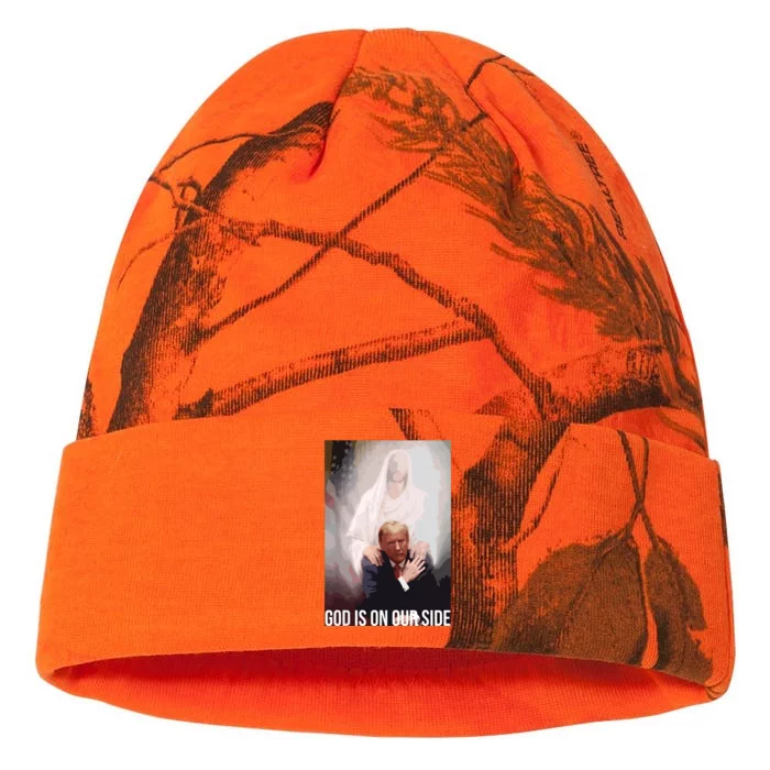 God Is On Our Side President Trump Photo After The Shooting Kati - 12in Camo Beanie