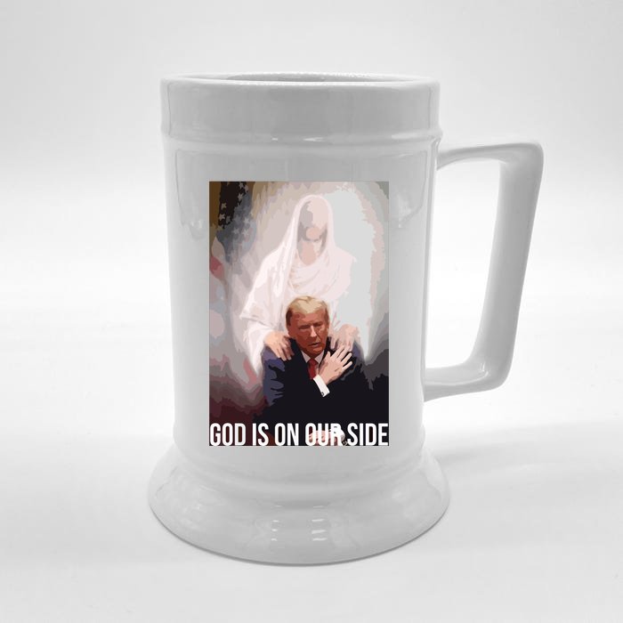 God Is On Our Side President Trump Photo After The Shooting Front & Back Beer Stein