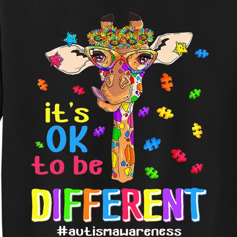 Giraffe It's Ok To Be Different Autism Awareness Acceptance Tall Sweatshirt