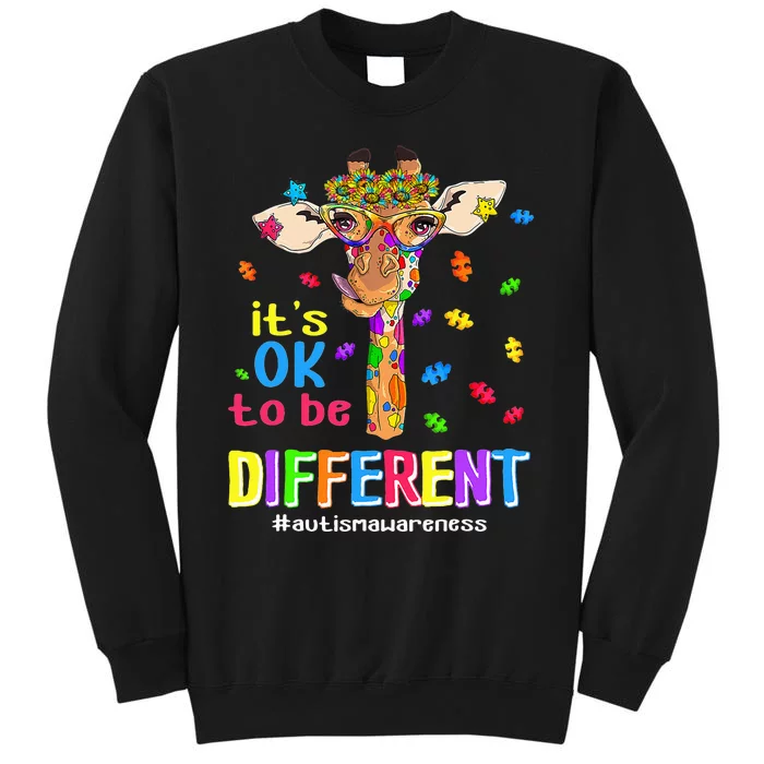 Giraffe It's Ok To Be Different Autism Awareness Acceptance Tall Sweatshirt