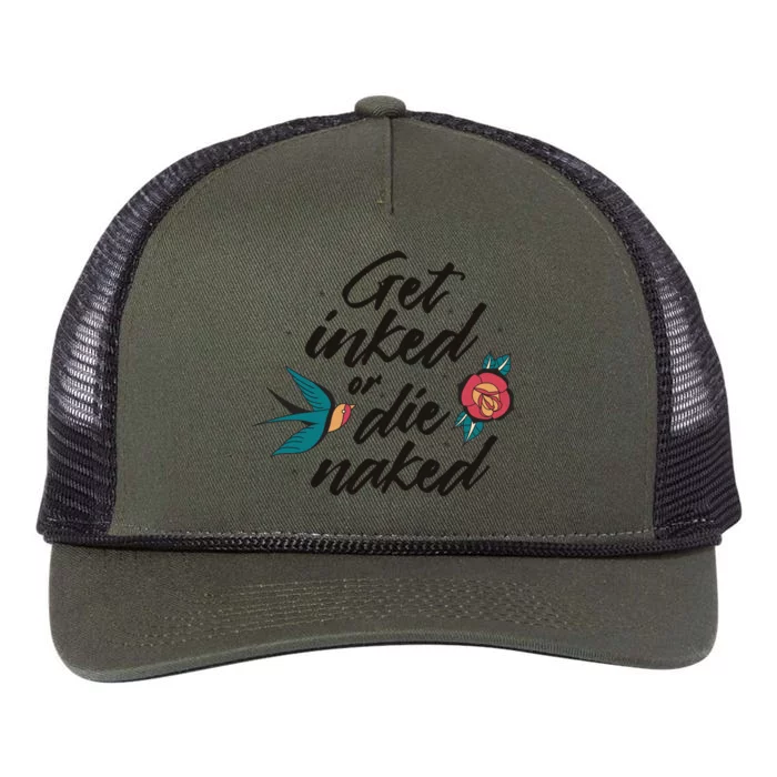 Get Inked Or Die Naked Tattoo Retro Rope Trucker Hat Cap