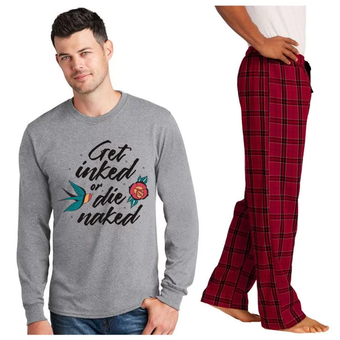 Get Inked Or Die Naked Tattoo Long Sleeve Pajama Set