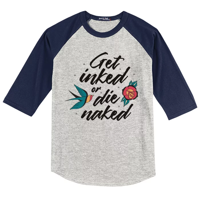 Get Inked Or Die Naked Tattoo Kids Colorblock Raglan Jersey