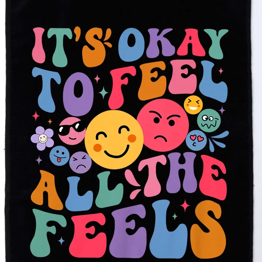 Groovy ItS Ok To Feel All The Feels Emotions Mental Health Platinum Collection Golf Towel