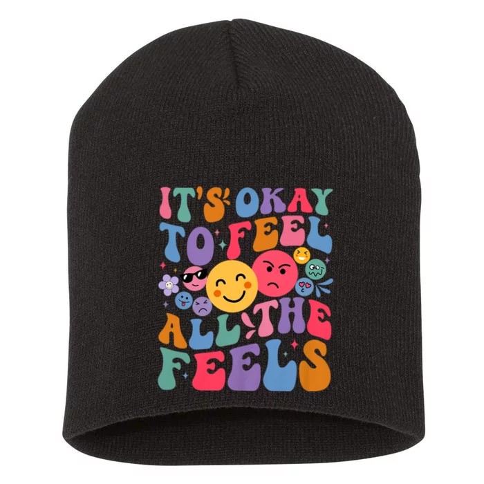 Groovy ItS Ok To Feel All The Feels Emotions Mental Health Short Acrylic Beanie