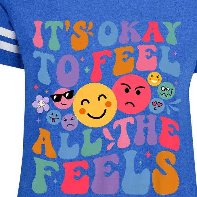 Groovy ItS Ok To Feel All The Feels Emotions Mental Health Enza Ladies Jersey Football T-Shirt