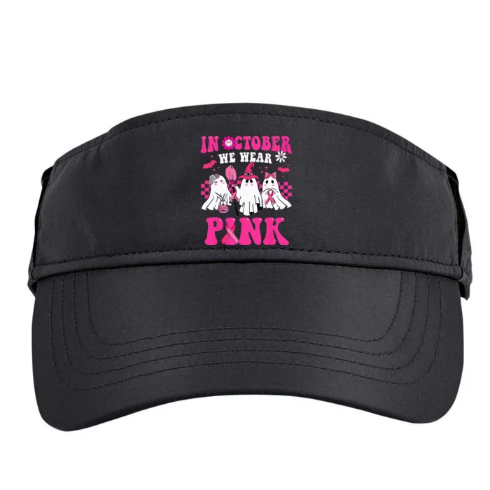 Groovy In October Wear Pink Breast Cancer Warrior Ghost Adult Drive Performance Visor