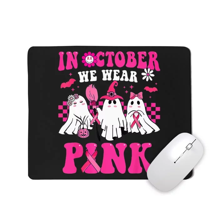 Groovy In October Wear Pink Breast Cancer Warrior Ghost Mousepad