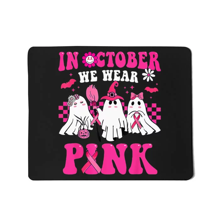 Groovy In October Wear Pink Breast Cancer Warrior Ghost Mousepad