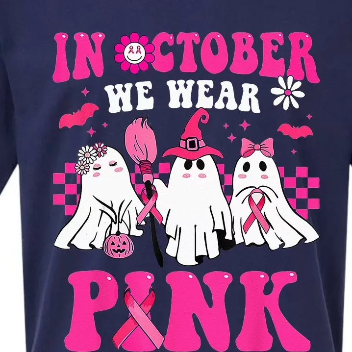 Groovy In October Wear Pink Breast Cancer Warrior Ghost Sueded Cloud Jersey T-Shirt